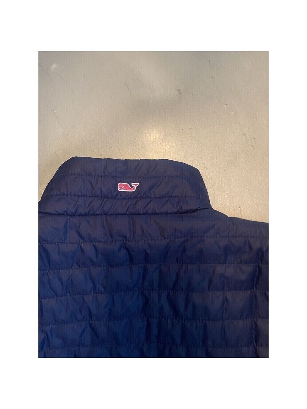 Women's Vineyard Vines Puffer Vest Zip Up Size Medium M Navy Pink - Picture 6 of 11